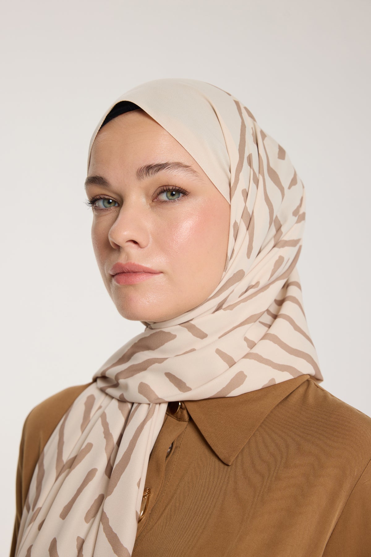 Pure Tone Şal - V Desen - Bej - Vizon
