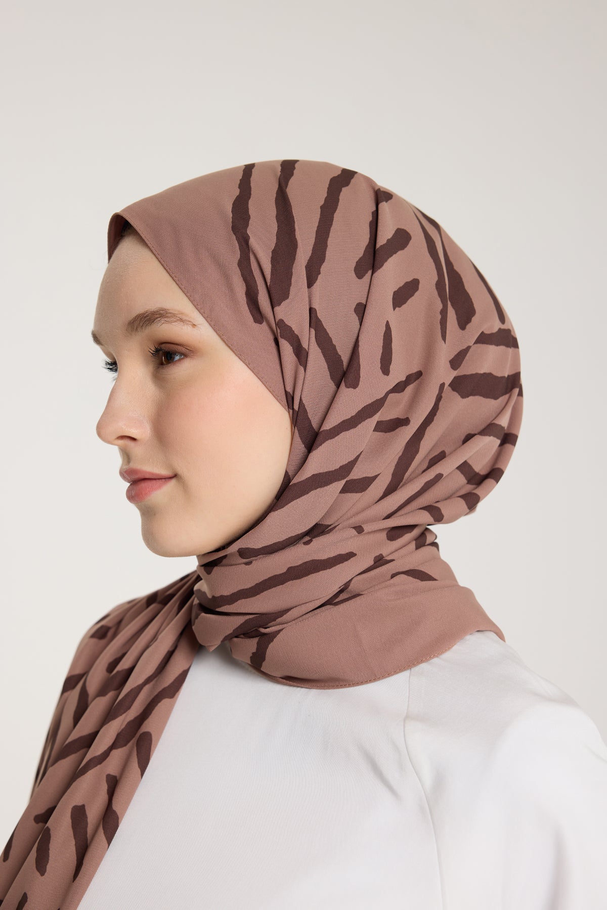 Pure Tone Şal - V Desen - Sütlükahve - Kahve