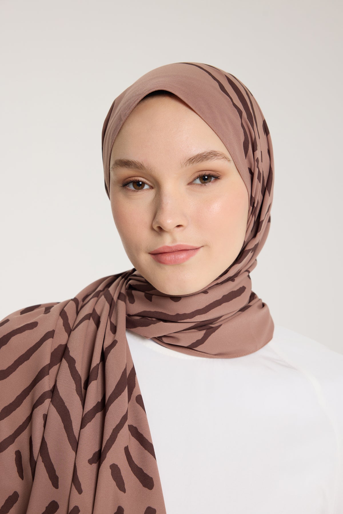 Pure Tone Şal - V Desen - Sütlükahve - Kahve