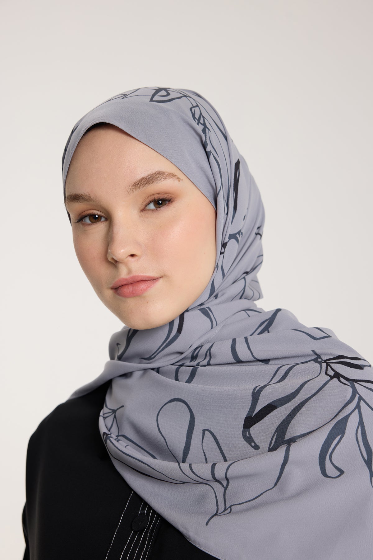 Pure Tone Şal - Yaprak Desen - Gümüş - Gri