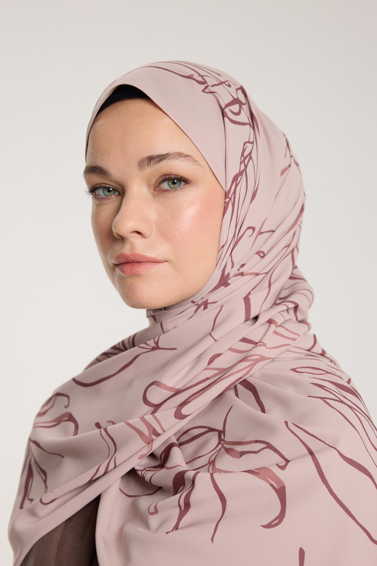 Pure Tone Şal - Yaprak Desen - Latte - Kurugül