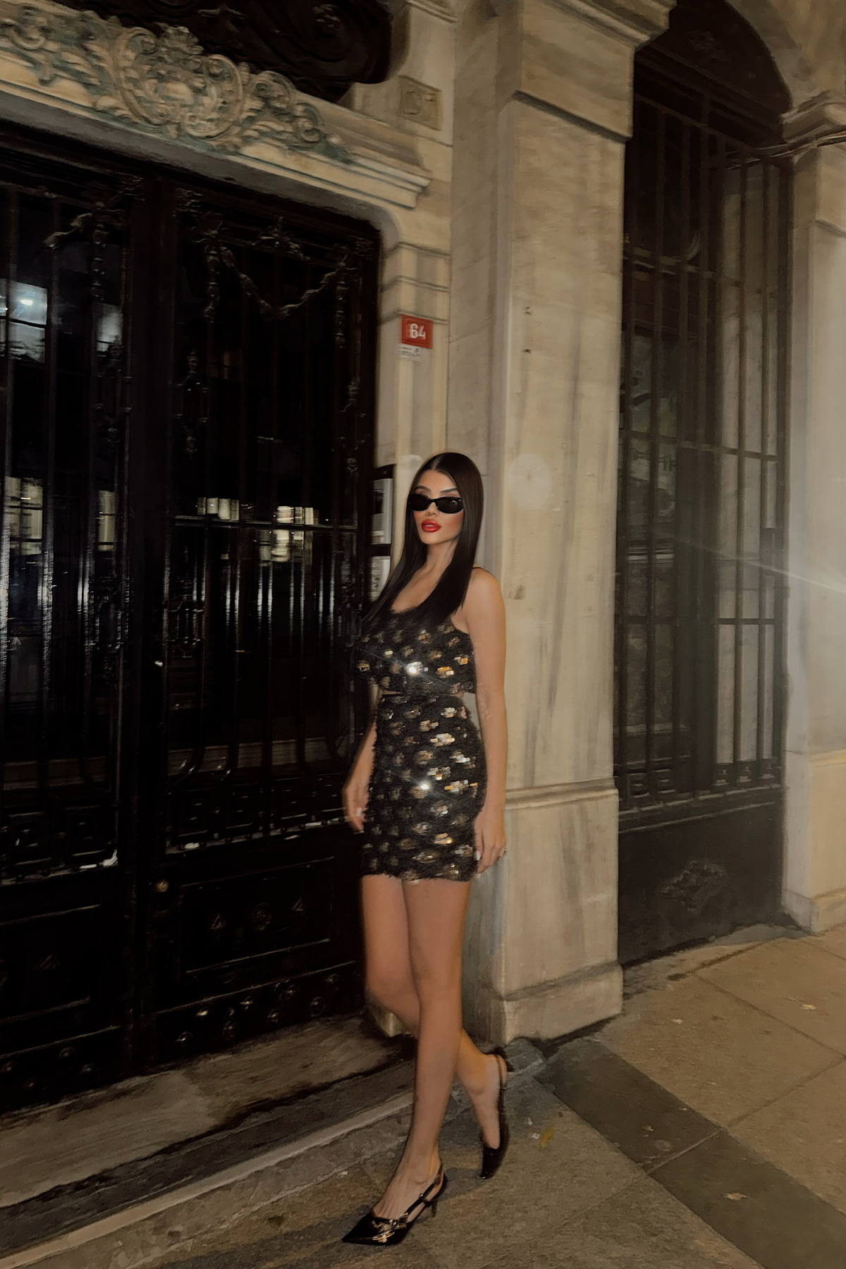 PÜSKÜL PAYET CROP BLUZ-KISA ETEK TAKIM - Gümüş