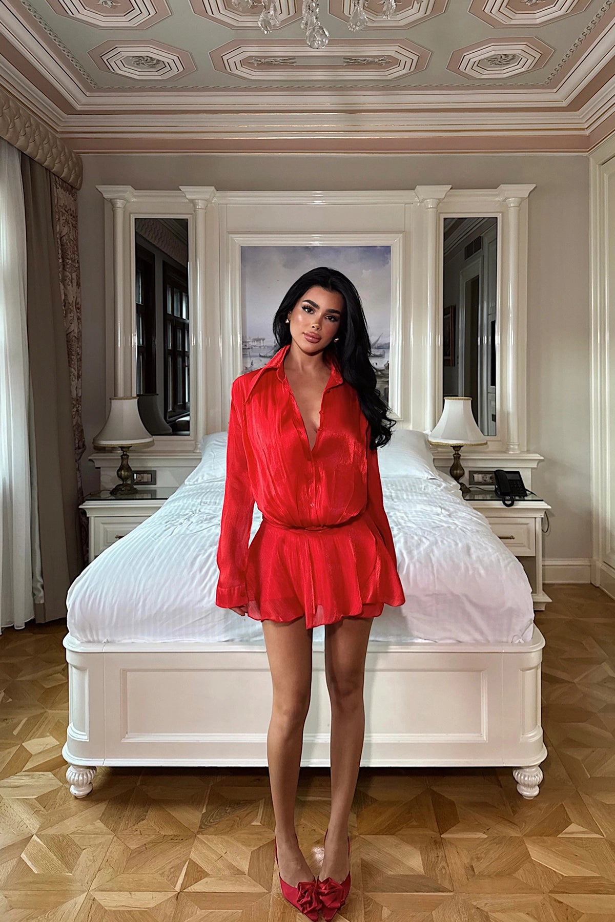 Kırmızı Nubyen Mini Elbise