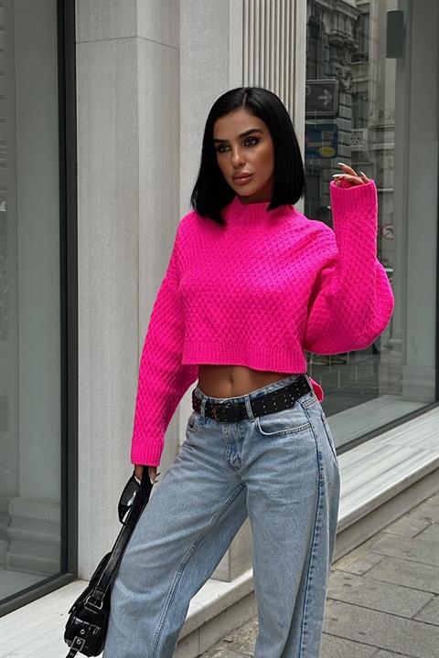 Sabina Sırt Dekolteli Crop Kazak 1270-09