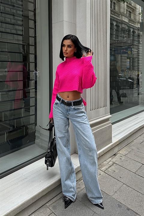 Sabina Sırt Dekolteli Crop Kazak 1270-09