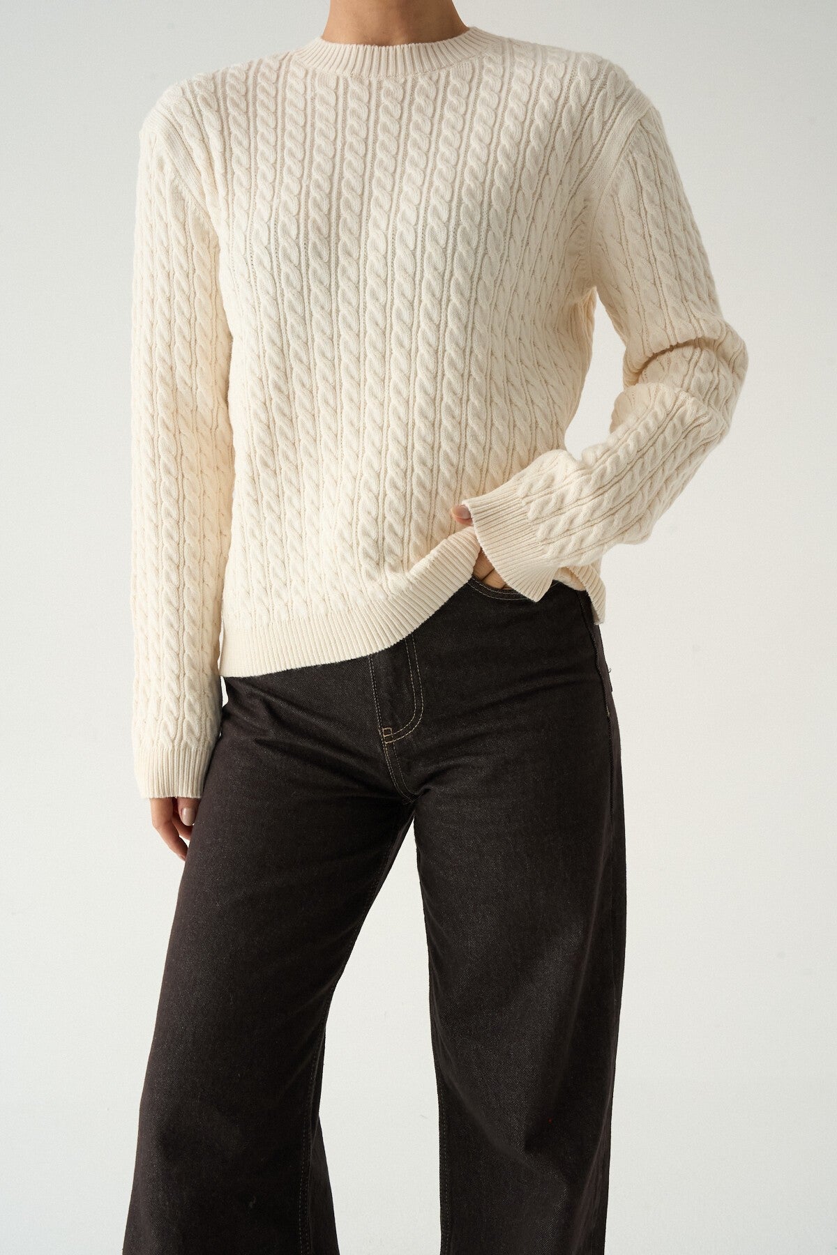 Cream Cable Knit Sweater