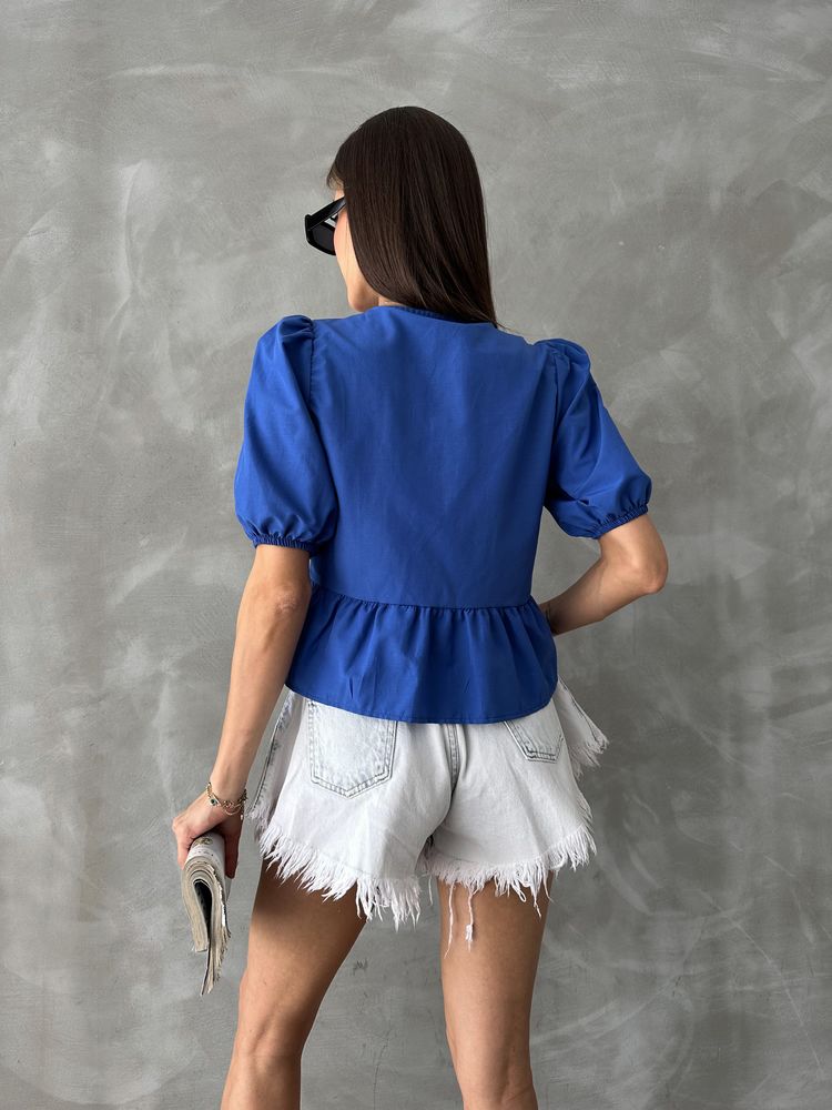 Topshow Saks Önden Bağlamalı Poplin Toptan Bluz