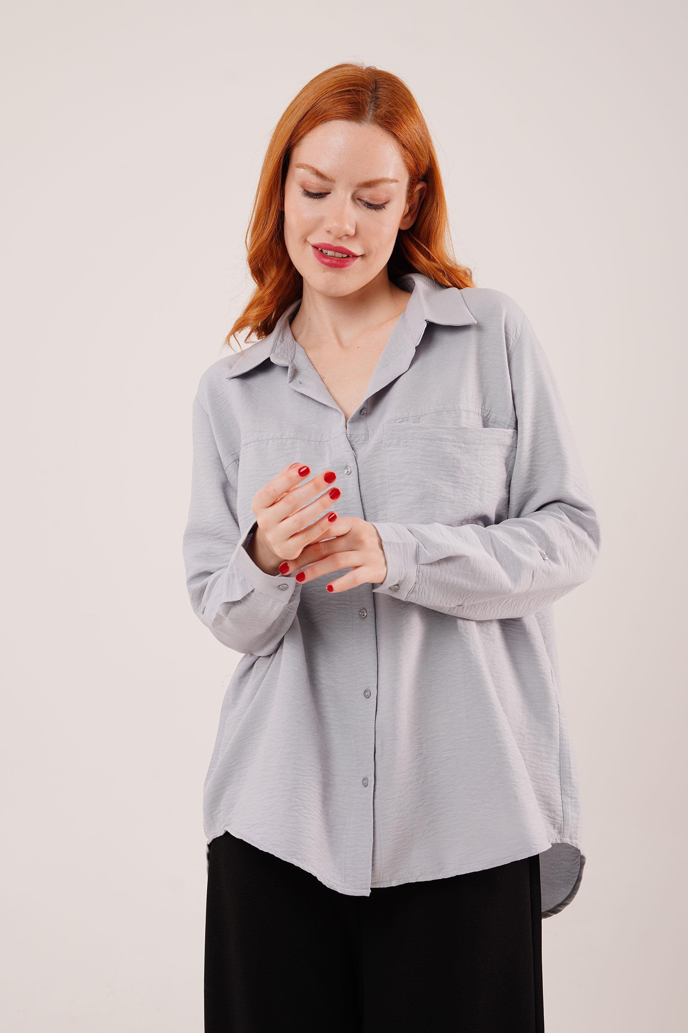 Salaş Kesim Cepli Toptan Grimelanj Gömlek