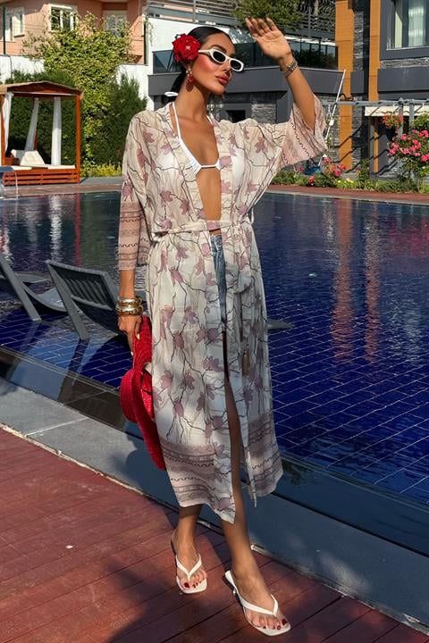 Sandra Desenli Şifon Kimono 5156-08
