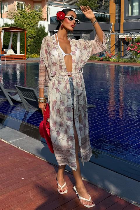 Sandra Desenli Şifon Kimono 5156-08