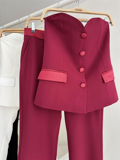 Saten Detaylı Büstiyer Pantolon Takım 10024