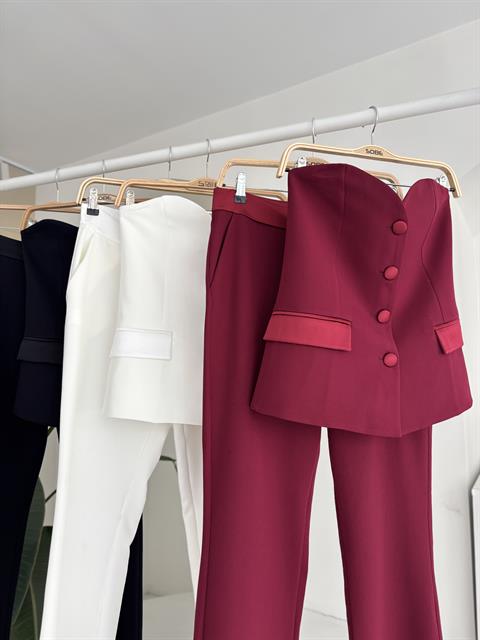 Saten Detaylı Büstiyer Pantolon Takım 10024