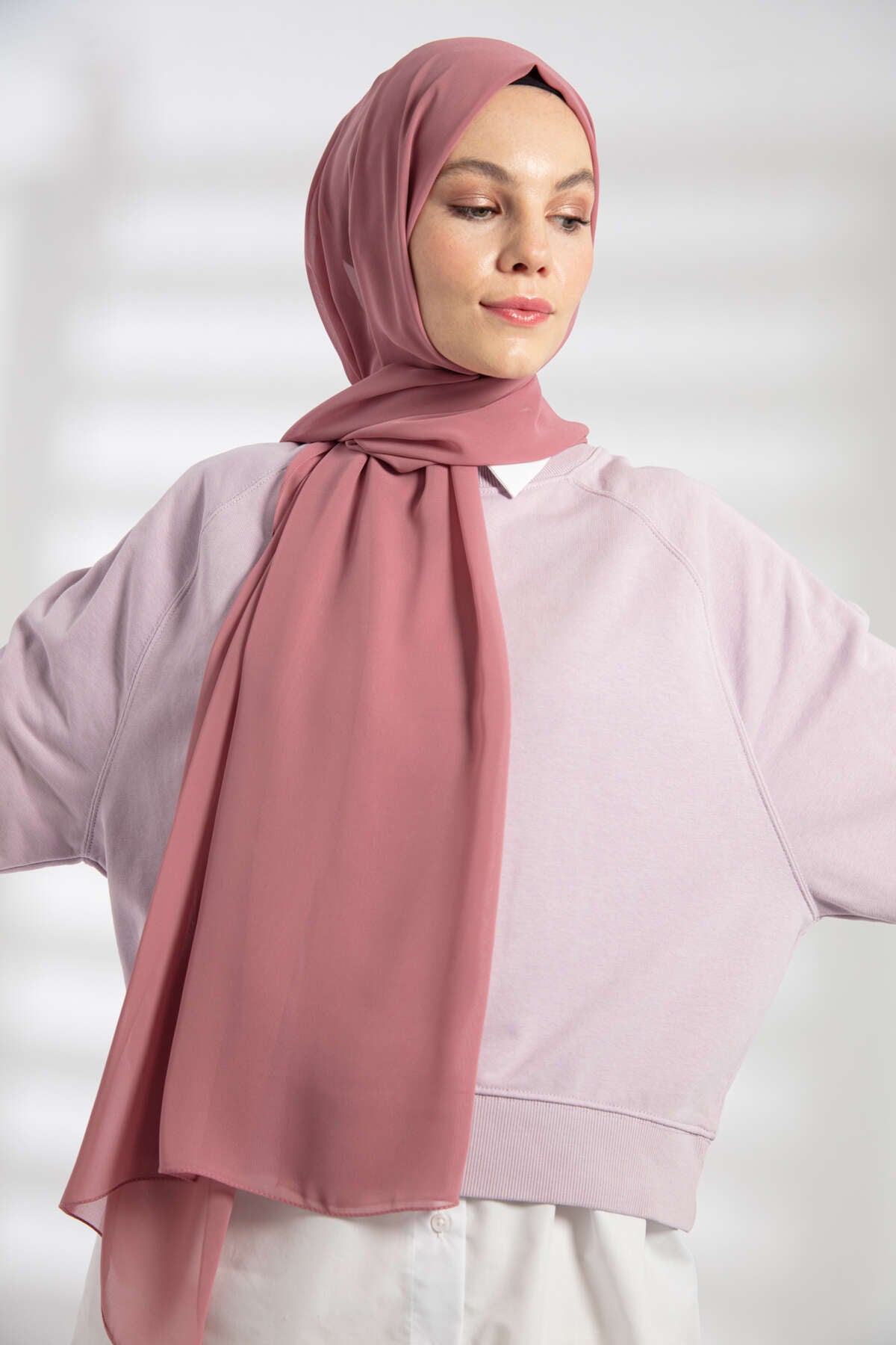 Şifon Şal - Gül Kurusu