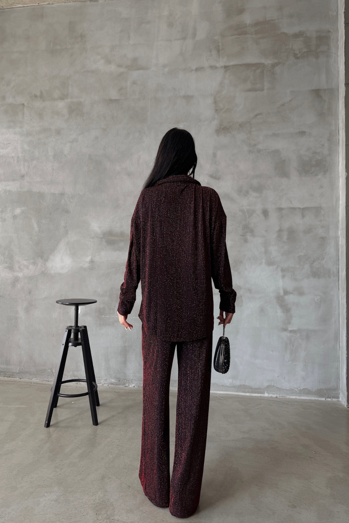 SİMLİ GÖMLEK - PANTOLON TAKIM - Bordo