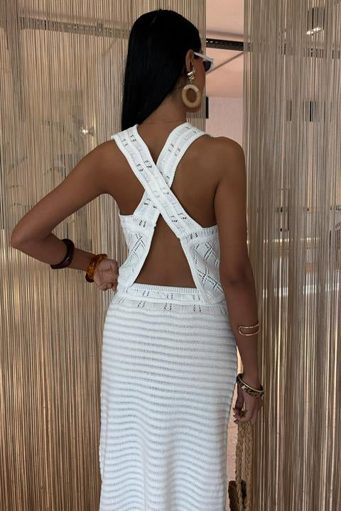 Sırt Çapraz Detay Ajurlu Triko Takım 10097