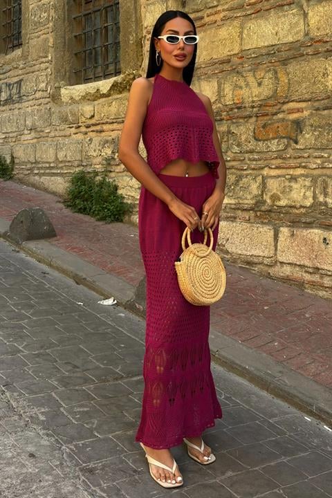 Sırt Dekolteli Ajurlu Takım 10083-025 MÜRDÜM STD