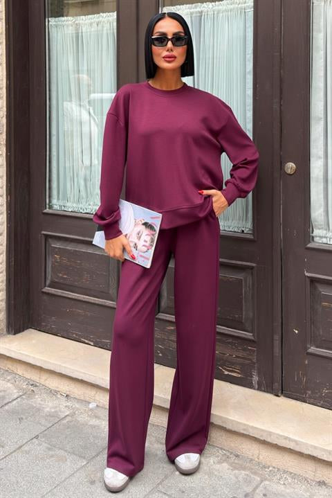 Sırtı Aksesuar Dekolteli Modal Takım 10253 BORDO L