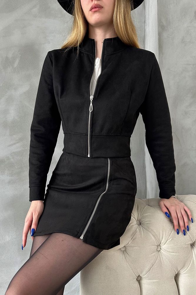 Süet Crop Toptan Mont