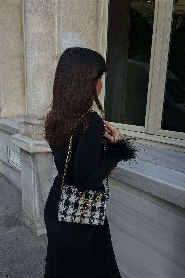Black Genji Feather Detail Blouse