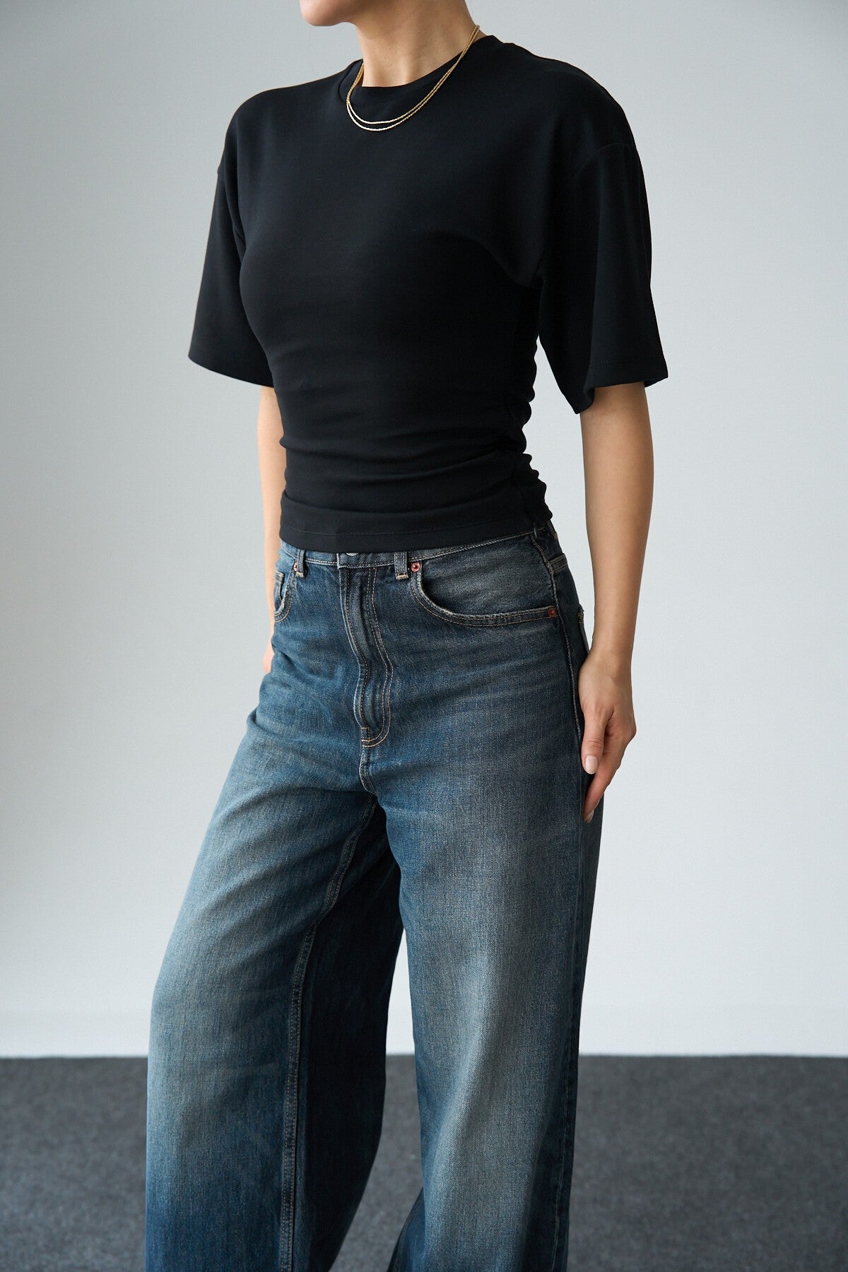 Siyah Yarasa Kol T-Shirt