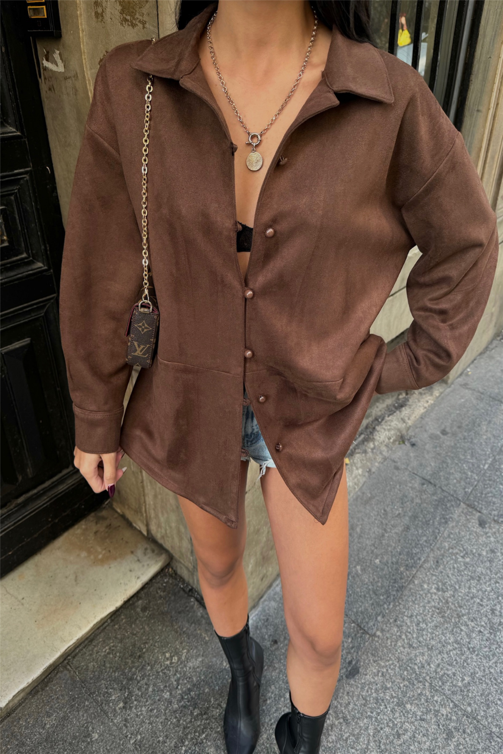 SÜET GÖMLEK - Kahverengi