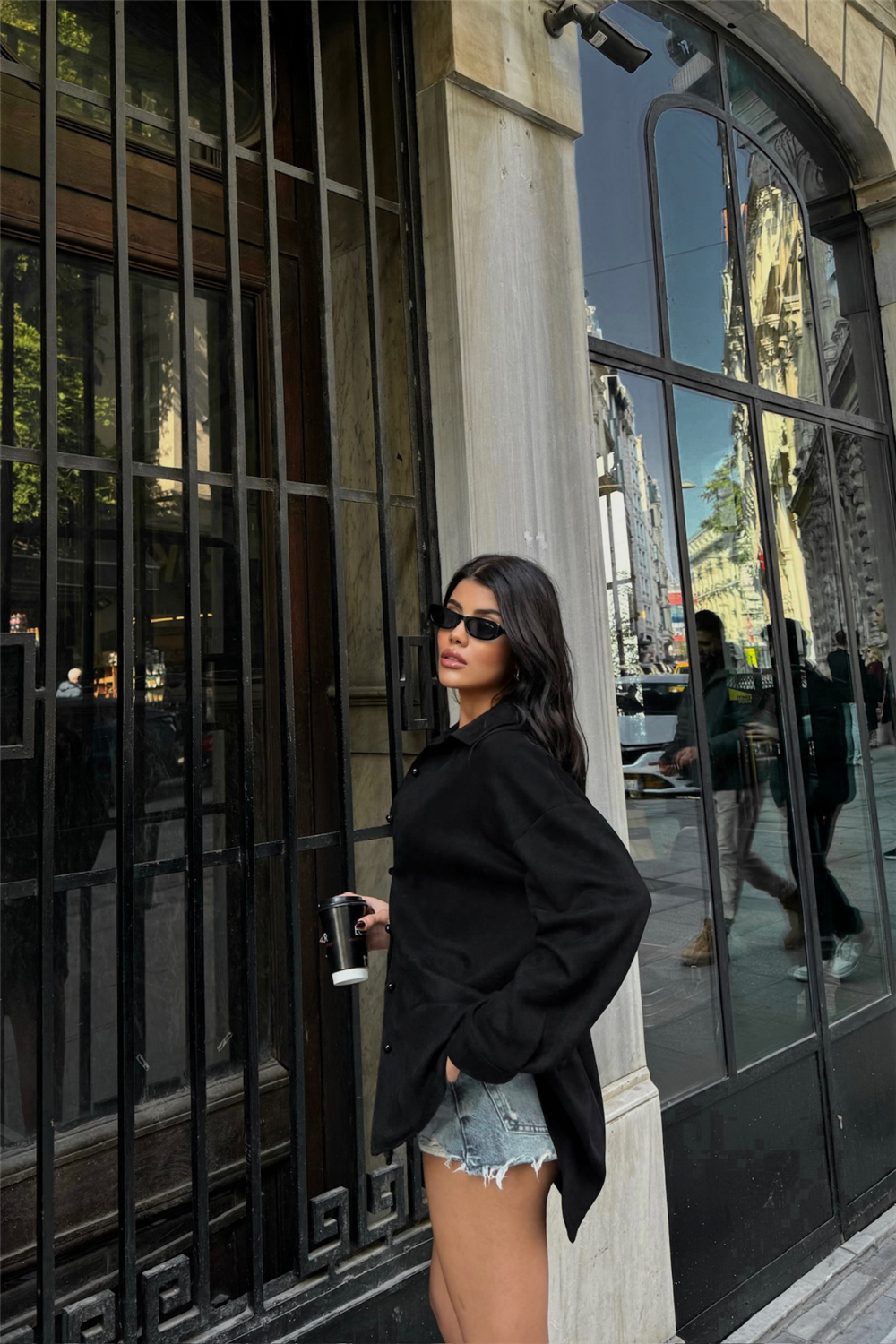 SÜET GÖMLEK - Siyah