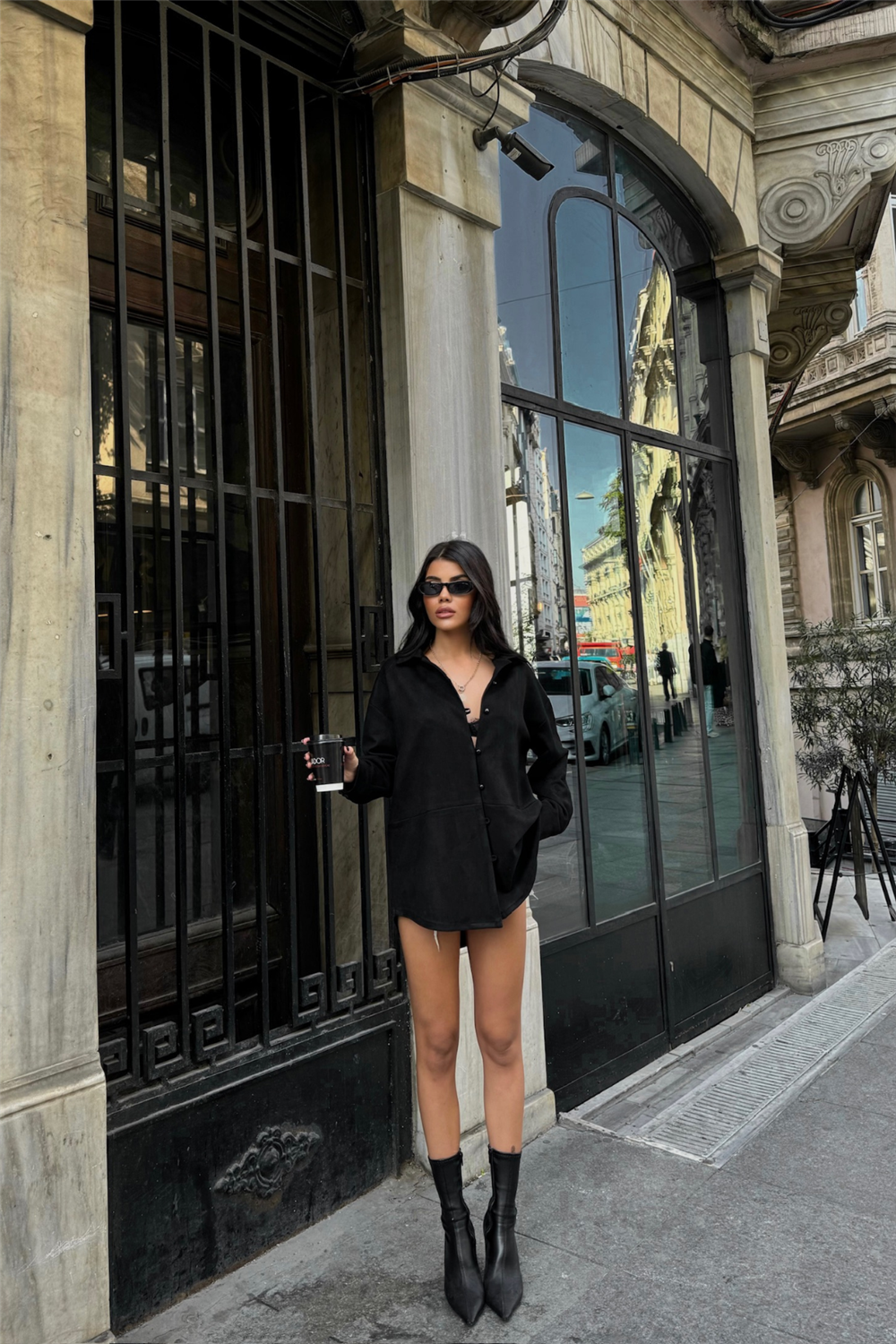 SÜET GÖMLEK - Siyah