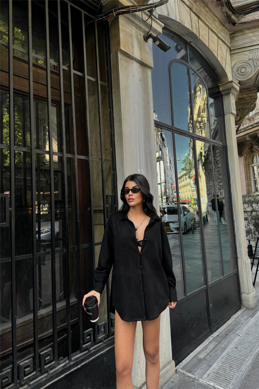 SÜET GÖMLEK - Siyah