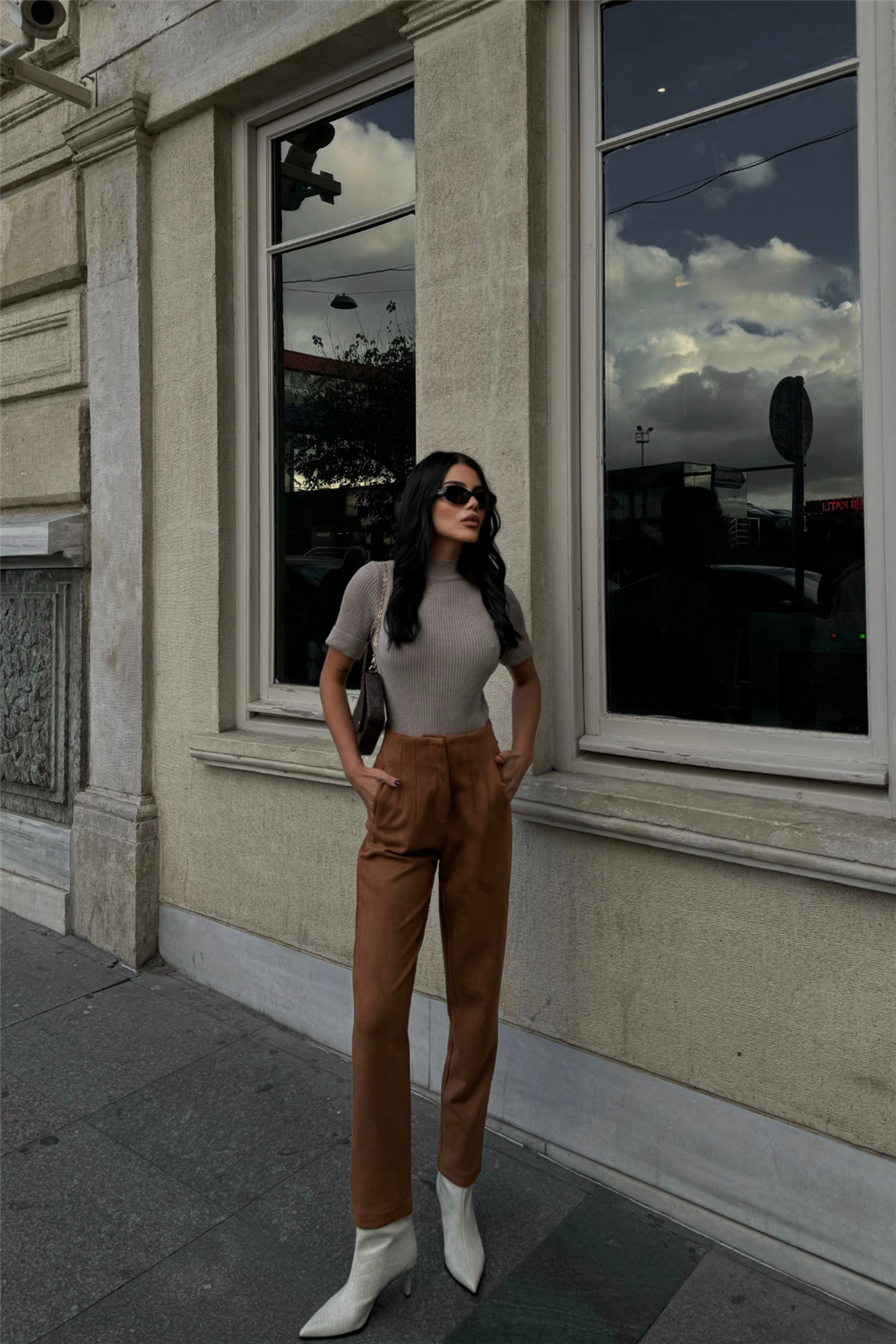 SÜET PANTOLON PENSLİ - Taba