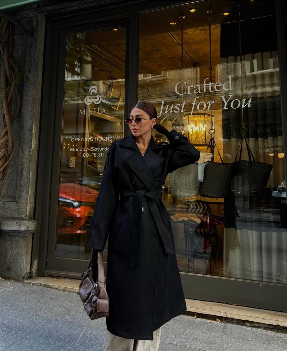 SÜET TRENCH - Siyah