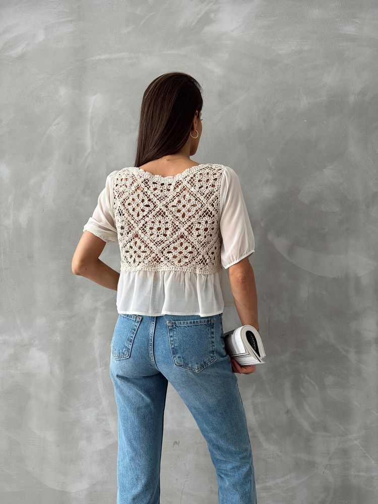 Topshow Taş Krem Nakışlı Toptan Bluz