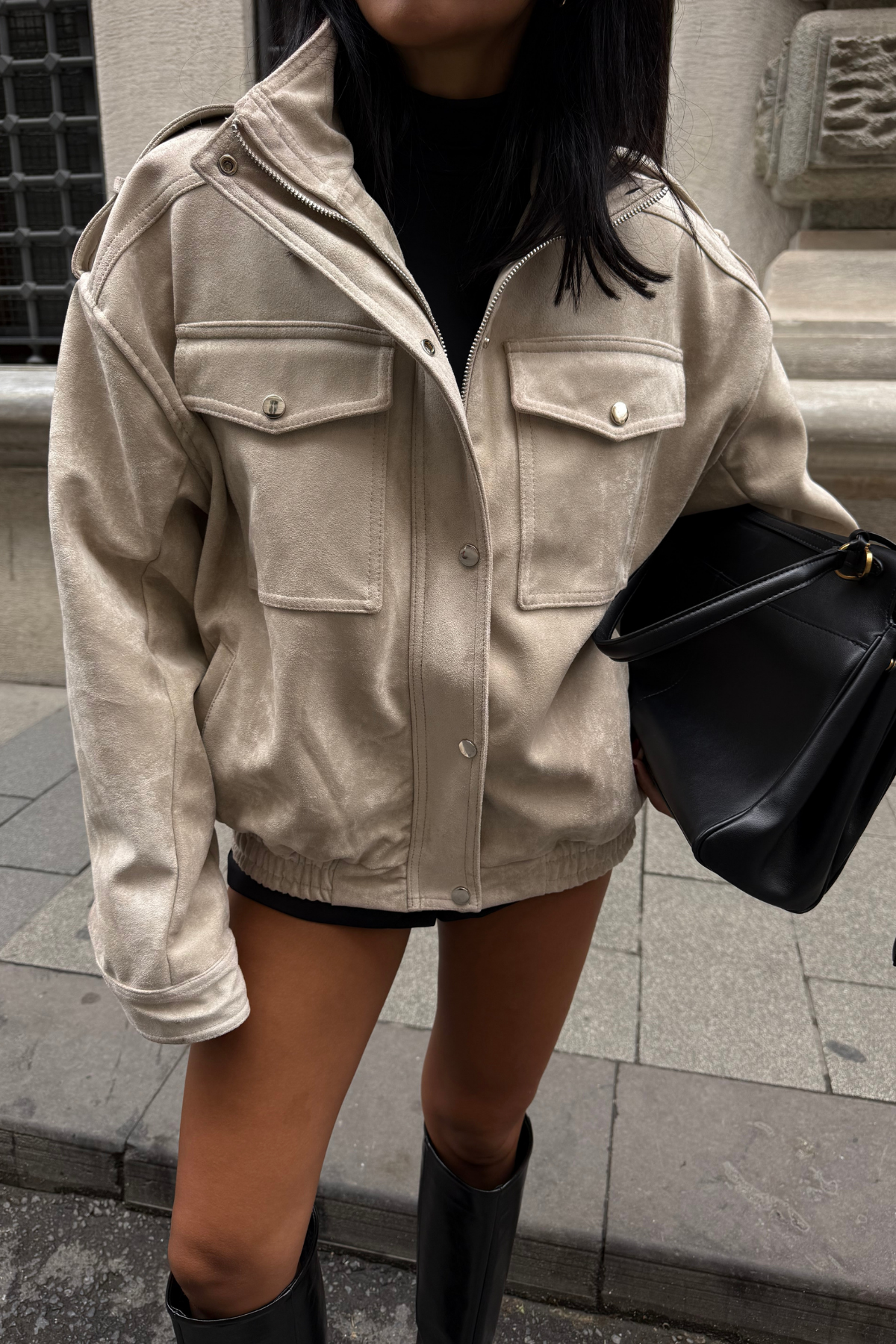 Taş Pilot Model Süet Mont