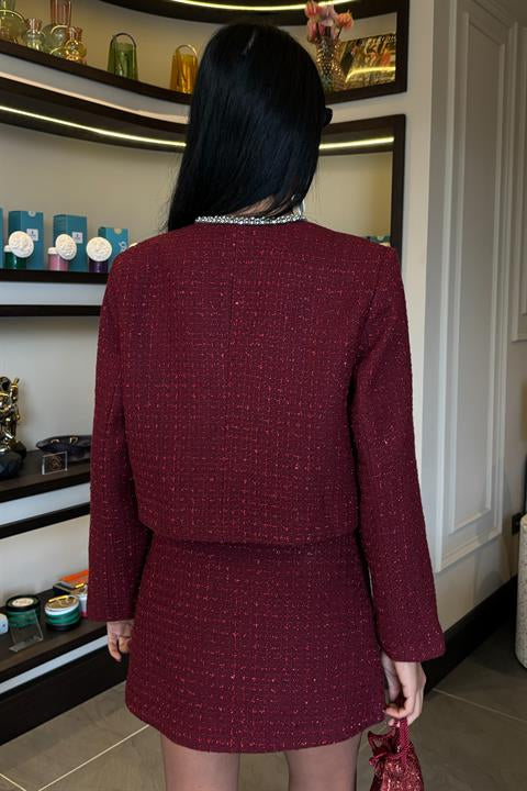 Taş Şerit Detaylı, Simli Chanel Takım 10050