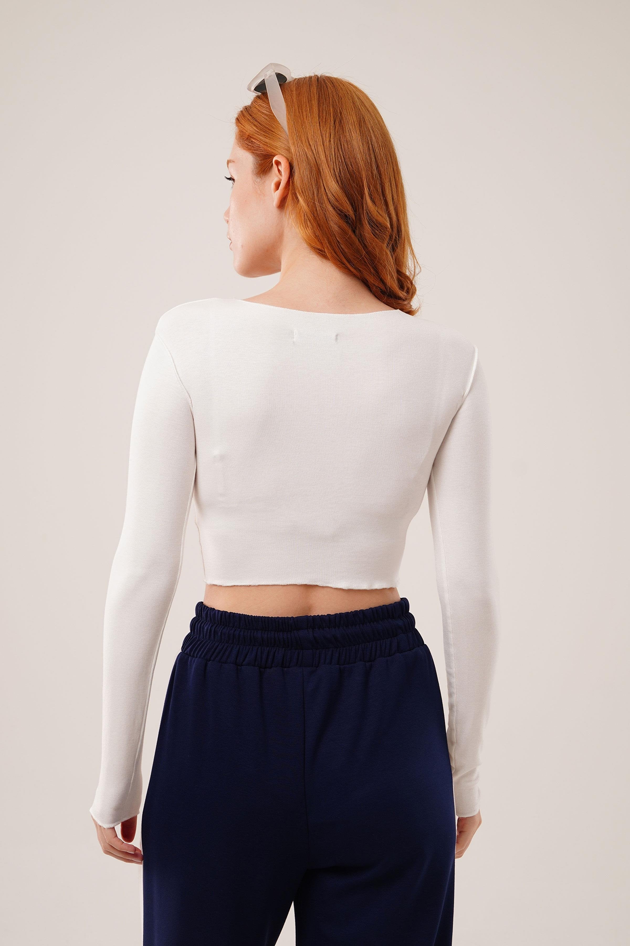 Ters Dikişli Basic Toptan Beyaz Body Bluz