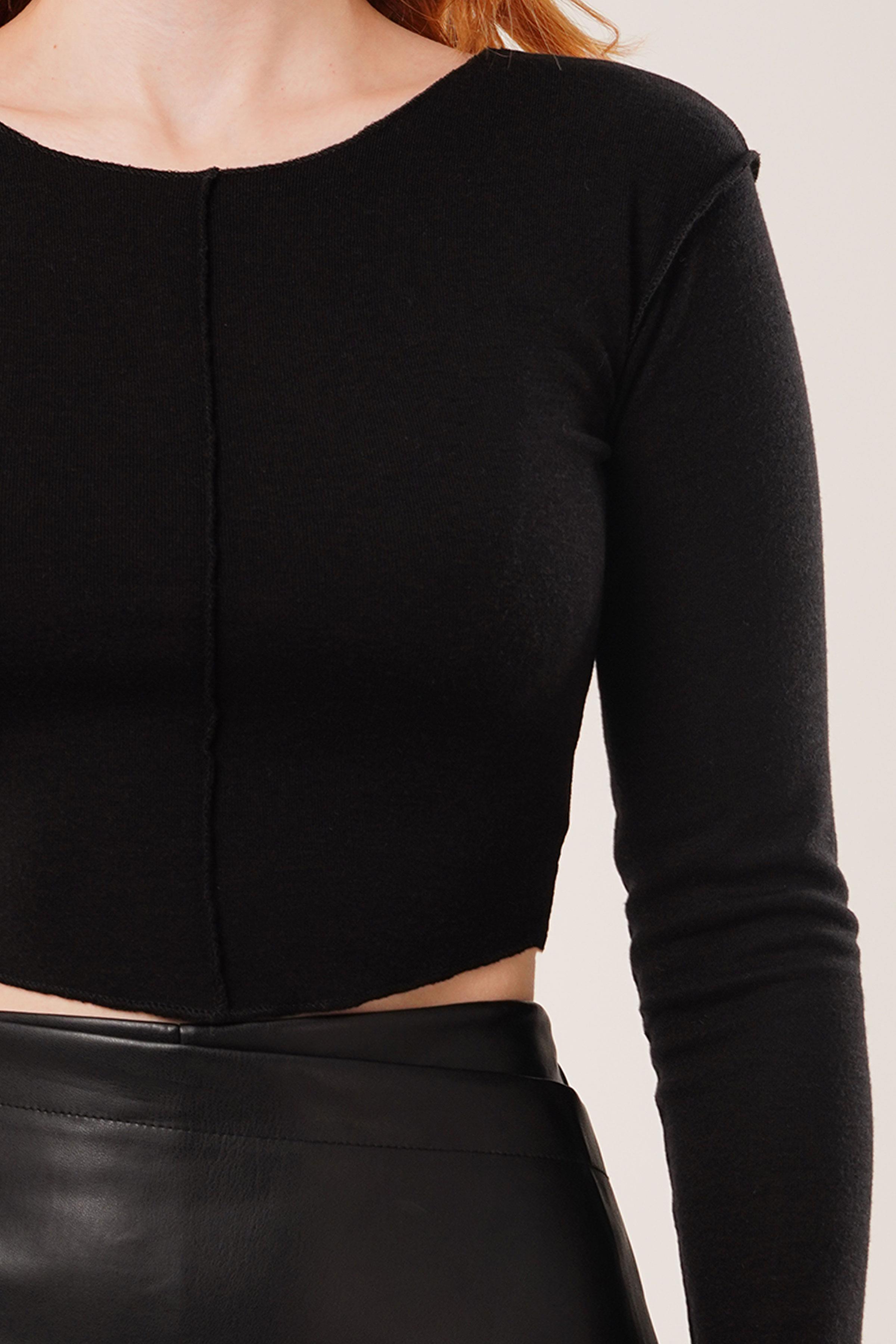 Ters Dikişli Basic Toptan Siyah Body Bluz