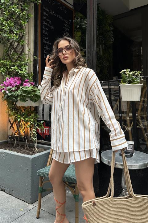 Tessa Çizgili Keten Takım 9811-0025
