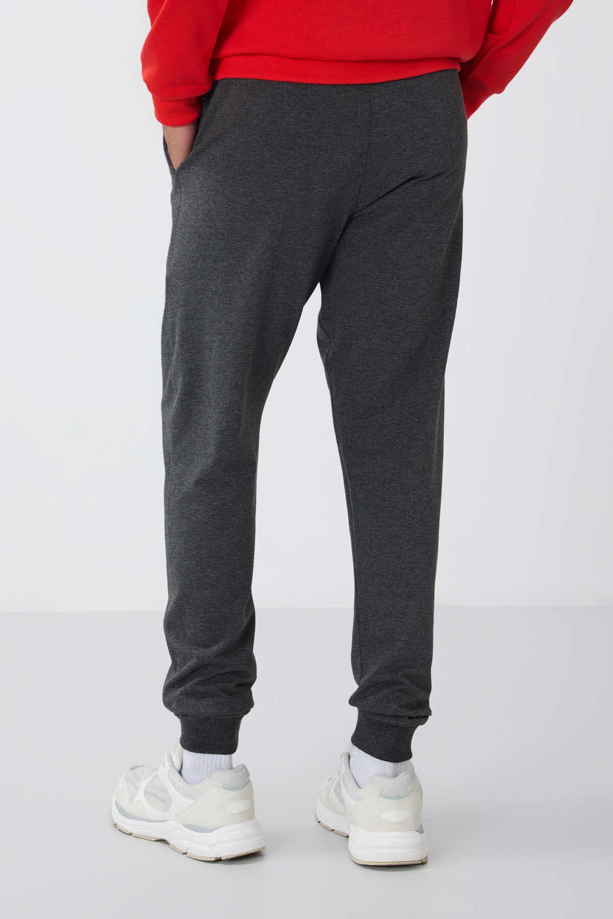 Tommylife Toptan Siyah Klasik Cepli Standart Kalıp Manşetli Erkek Eşofman Alt - 84652