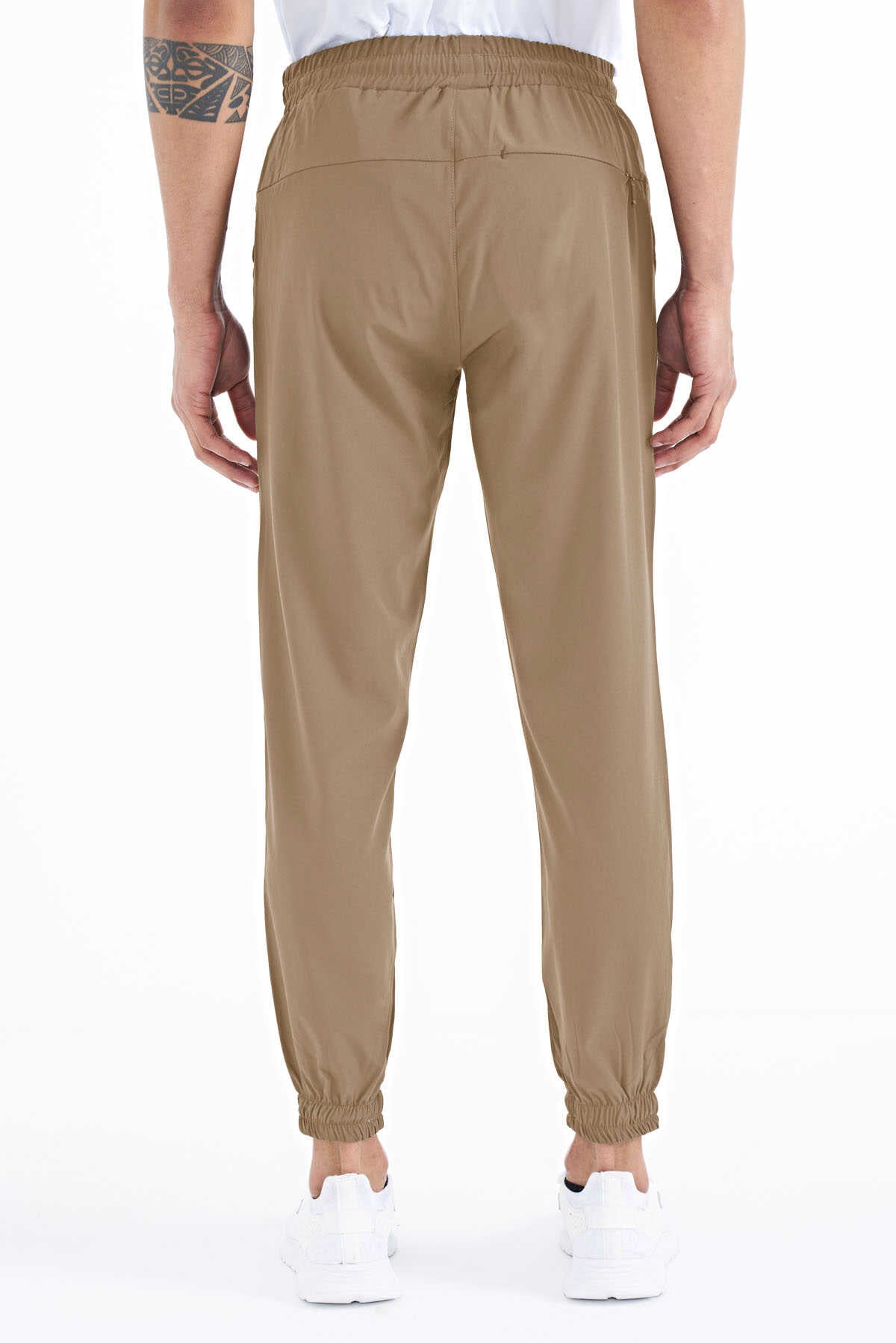Tommylife Wholesale Beige Men's Basic Pocketed Drawstring Relaxed Fit Cuffed Joggers - 84826
