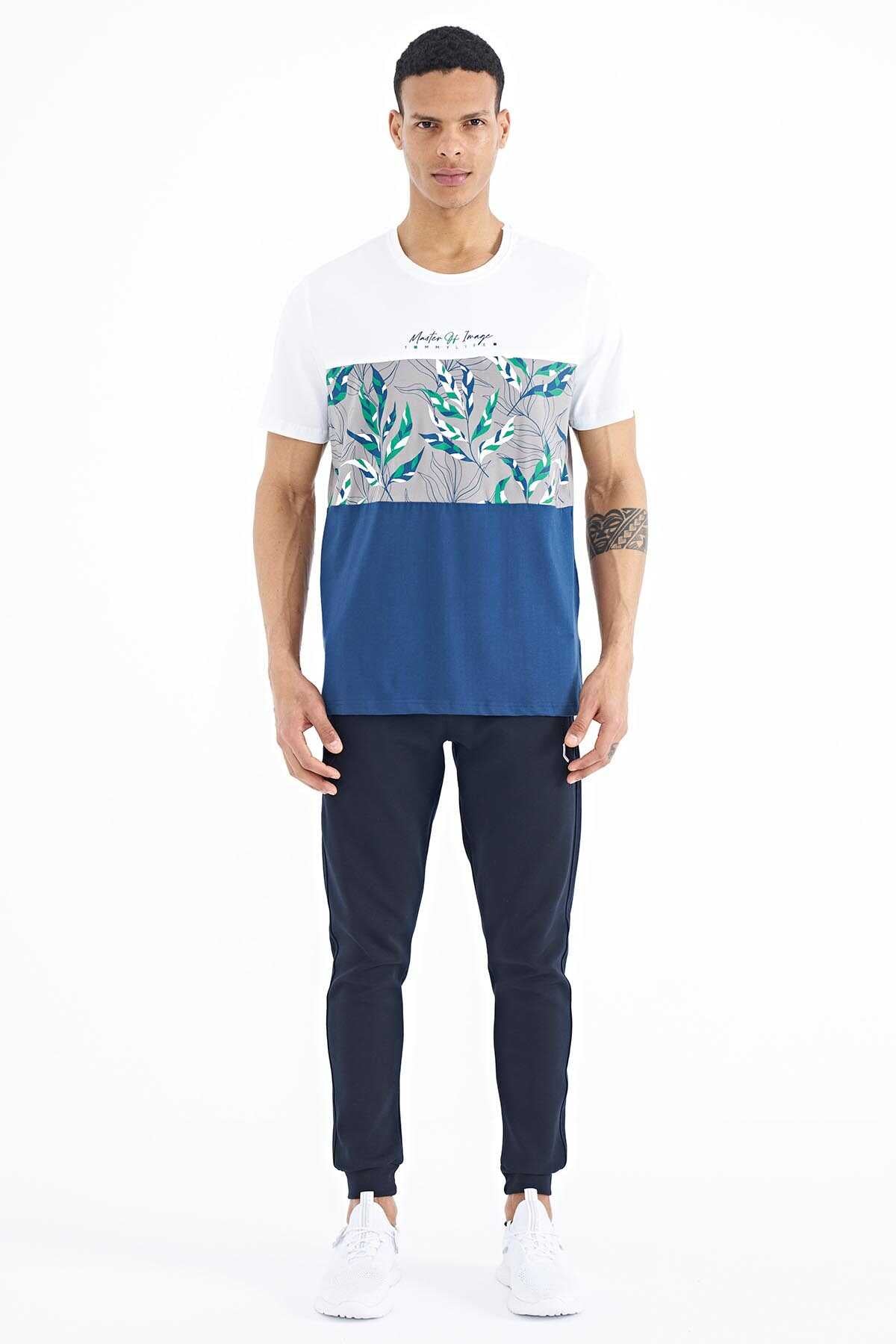 Tommylife Toptan Siyah Renk Geçişli Baskı Detaylı O Yaka Standart Kalıp Erkek T-Shirt - 88177