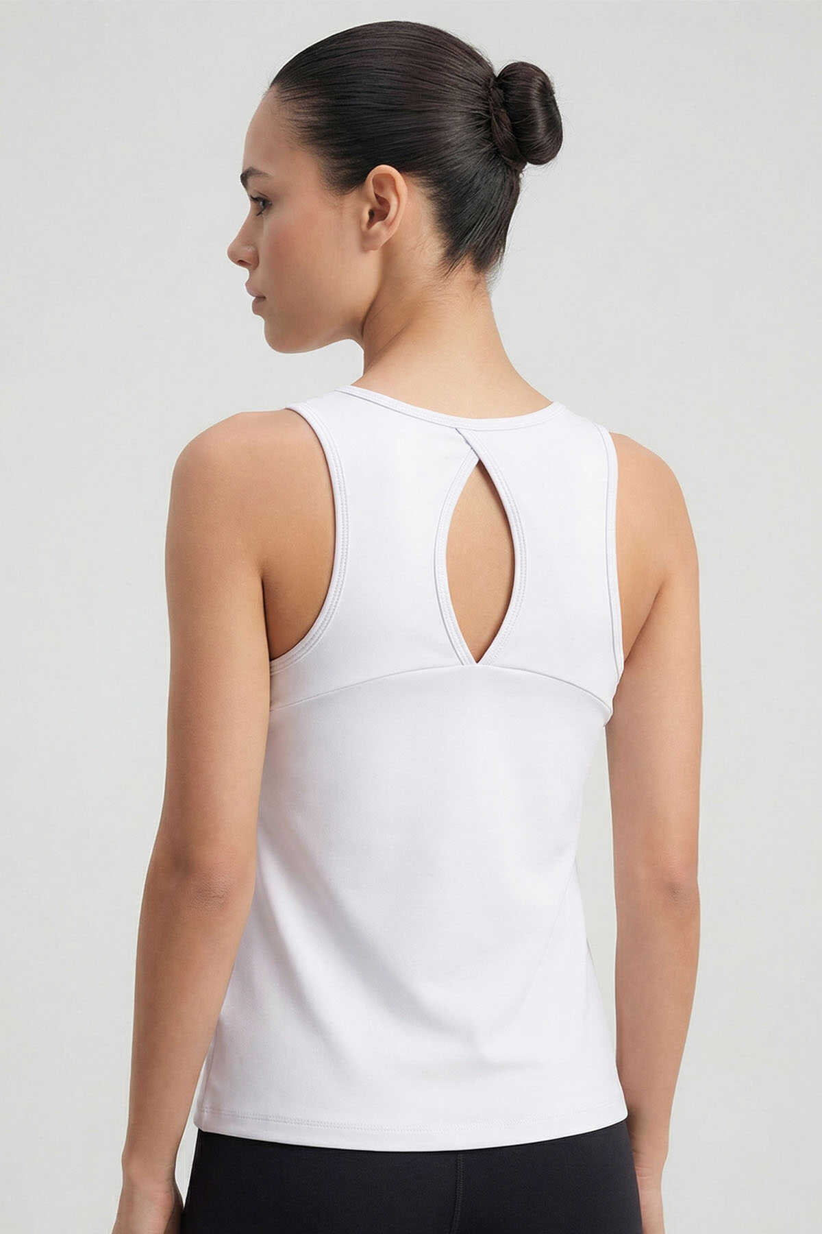 Tommylife Wholesale Black Standard Fit Cross Back Detail Women's Sports Vest - 97296