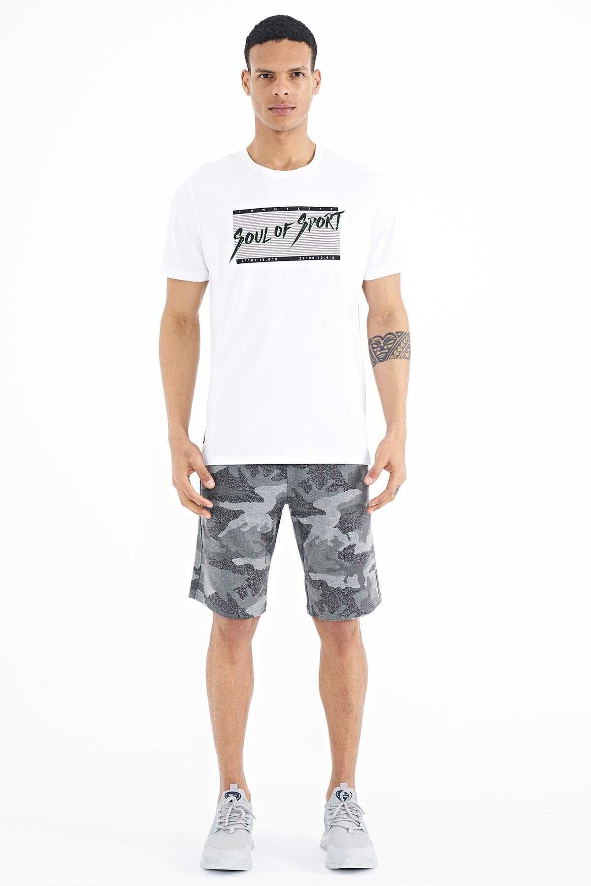 Tommylife Wholesale White Letter Pattern Printed Standard Fit Crew Neck Men's T-Shirt - 88172
