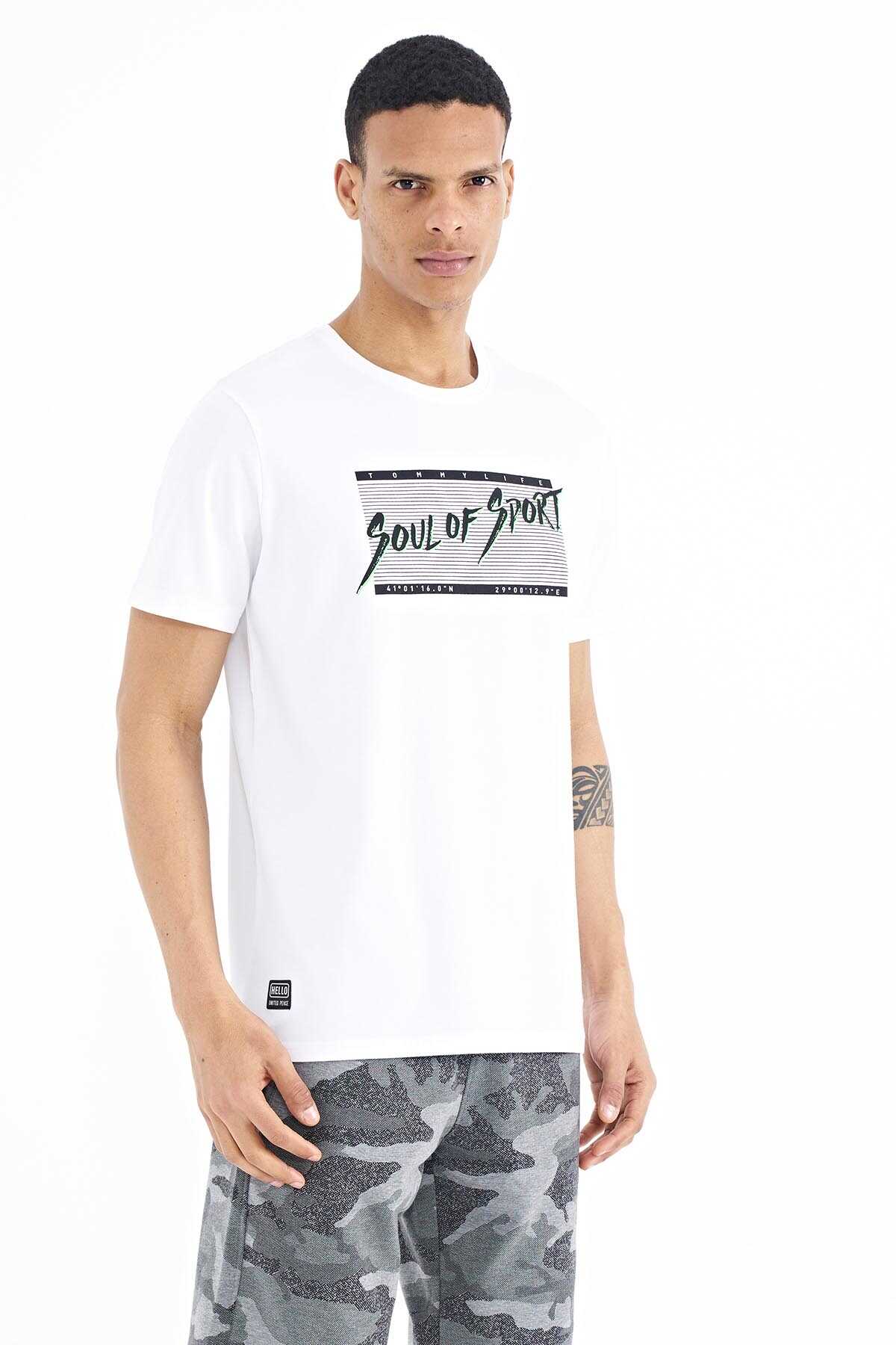 Tommylife Wholesale White Letter Pattern Printed Standard Fit Crew Neck Men's T-Shirt - 88172