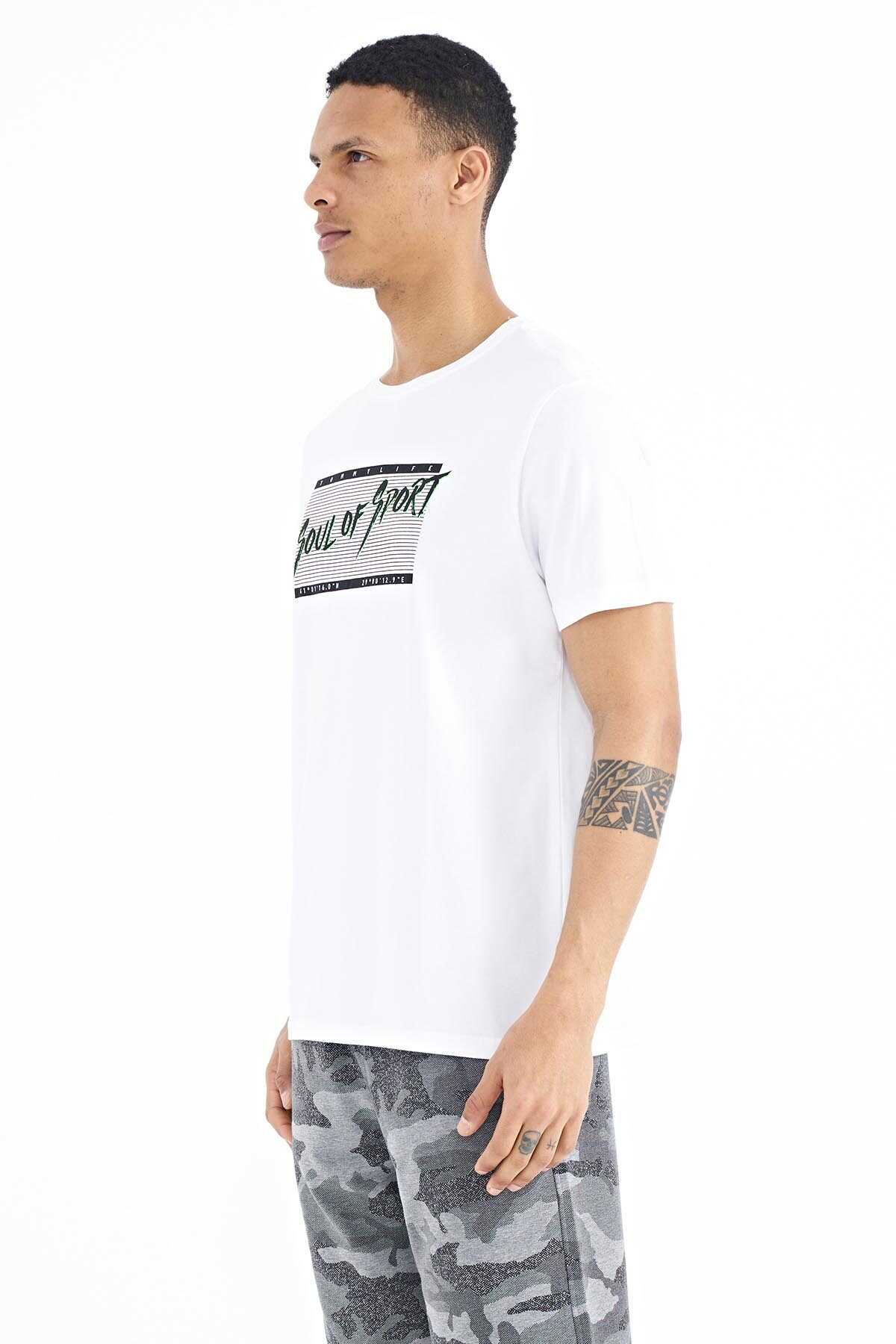 Tommylife Wholesale White Letter Pattern Printed Standard Fit Crew Neck Men's T-Shirt - 88172