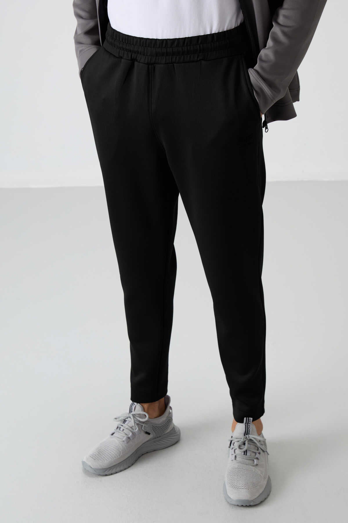 Tommylife Toptan Bran Standart Kalıp Scuba Basic Erkek Eşofman Takım 85199 Gri - Siyah