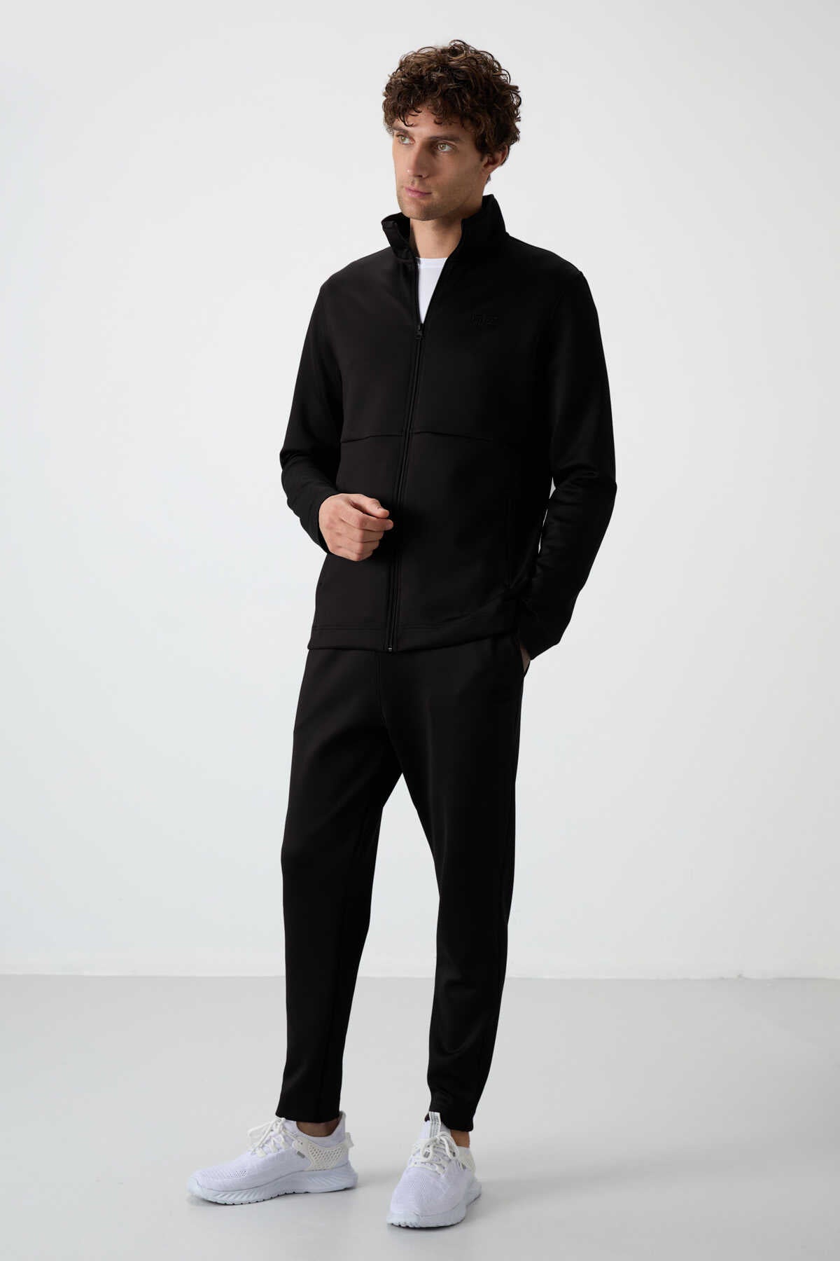 Tommylife Toptan Bran Standart Kalıp Scuba Basic Erkek Eşofman Takım 85199 Gri - Siyah