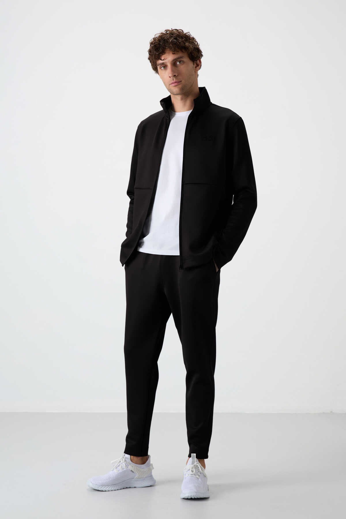 Tommylife Toptan Bran Standart Kalıp Scuba Basic Erkek Eşofman Takım 85199 Gri - Siyah
