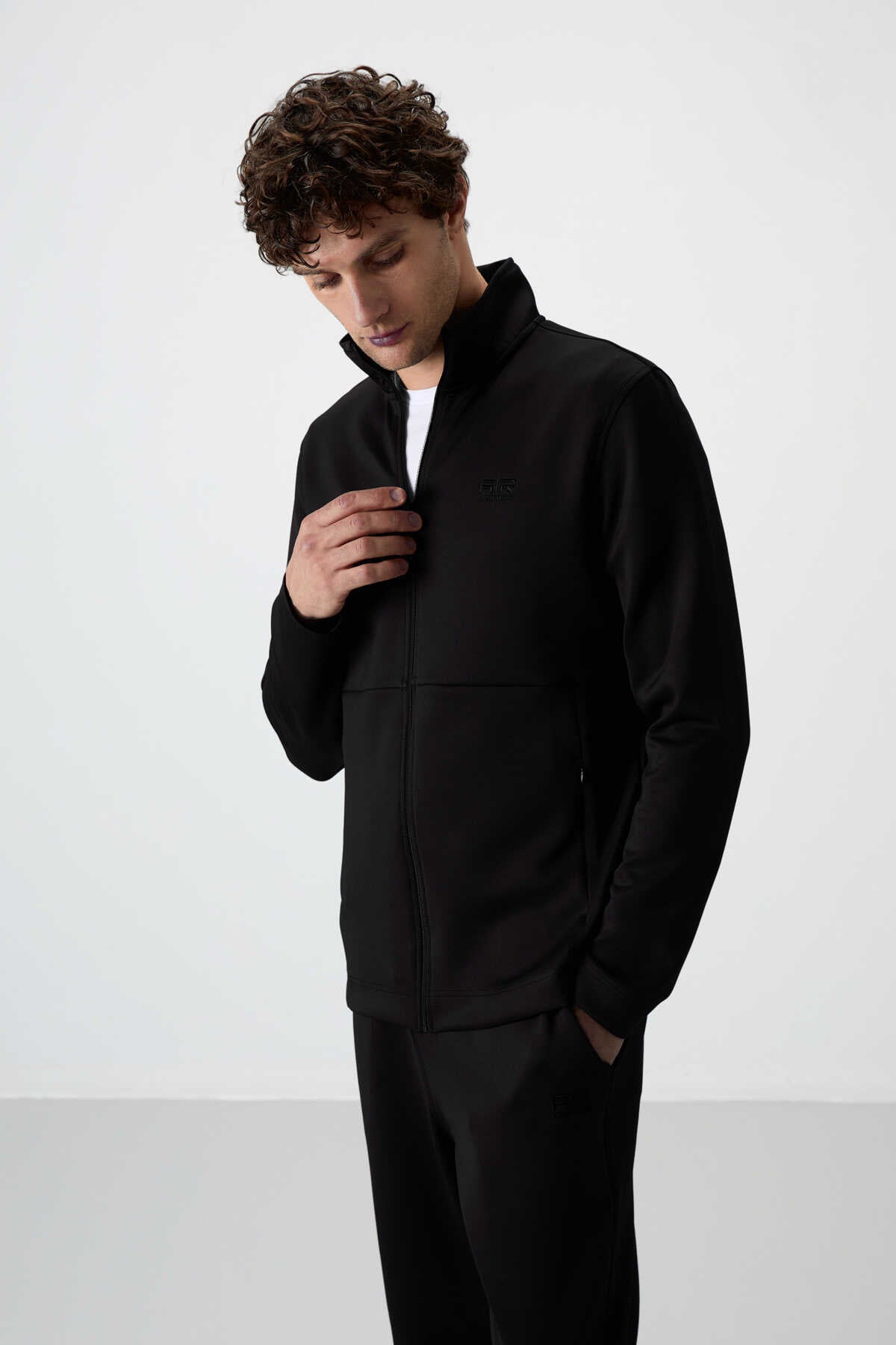 Tommylife Toptan Bran Standart Kalıp Scuba Basic Erkek Eşofman Takım 85199 Gri - Siyah