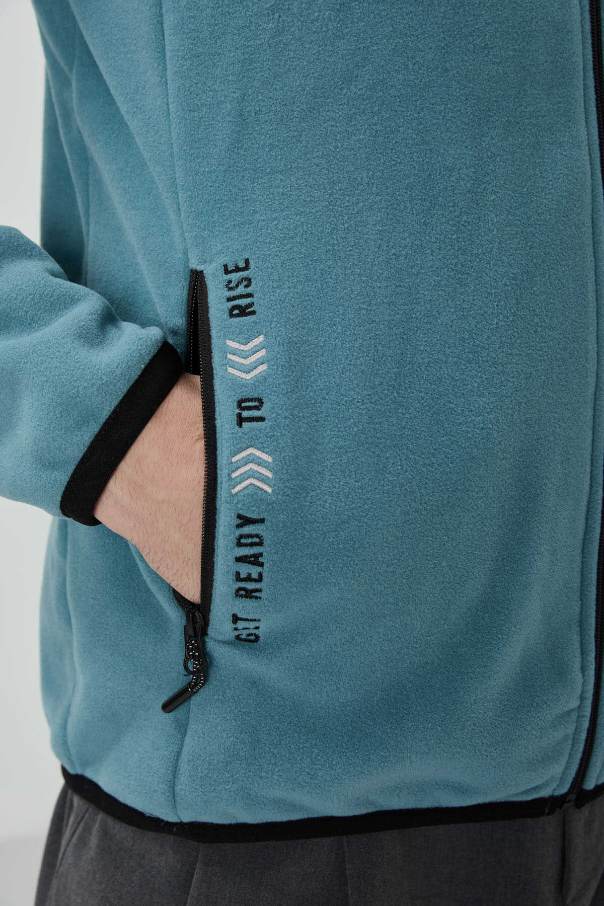 Tommylife Toptan Dik Yaka Standart Kalıp Fermuarlı Erkek Polar Sweatshirt 87992 Siyah