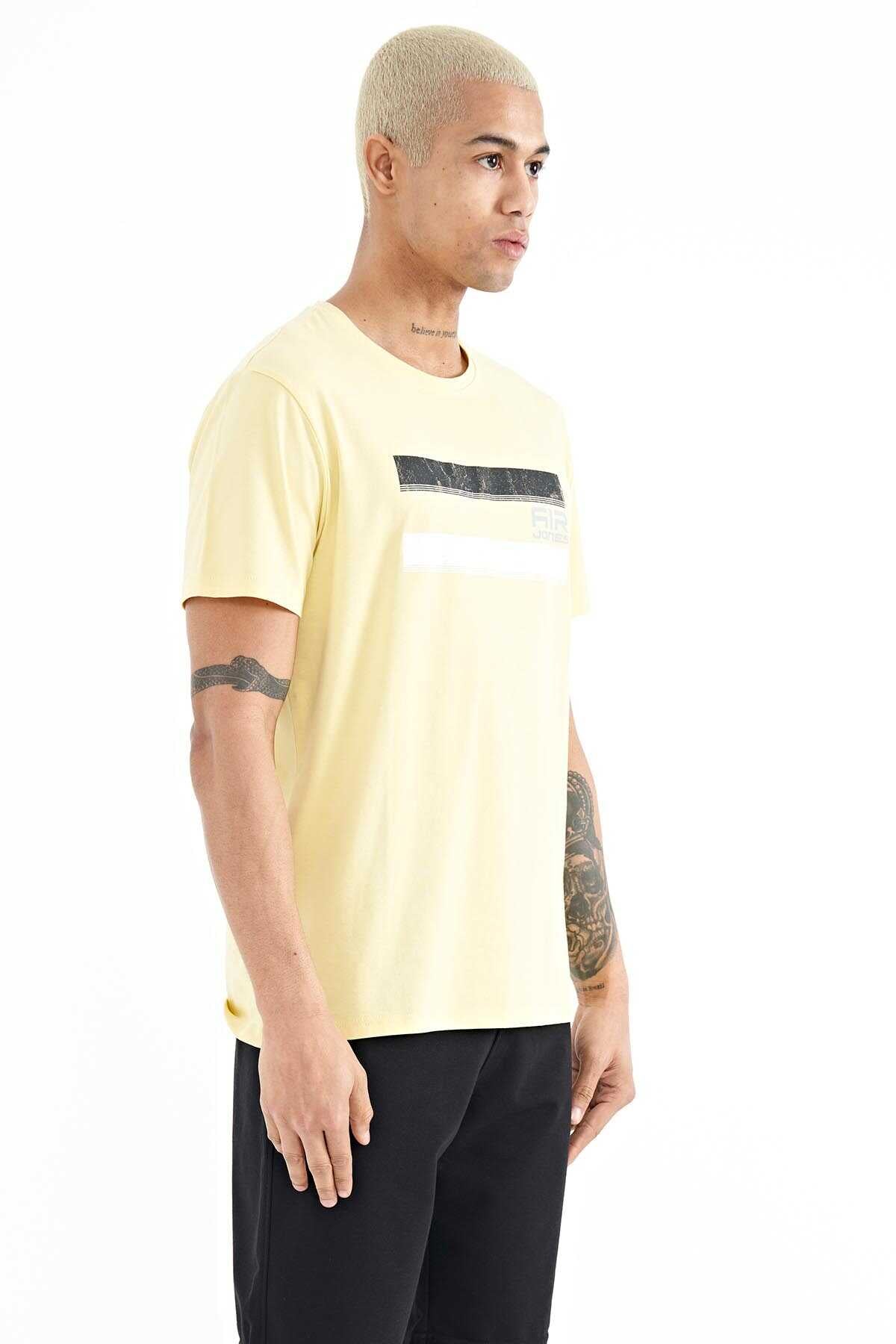 Tommylife Wholesale Donald Crew Neck Standard Fit Printed Men's T-Shirt 88217 Yellow