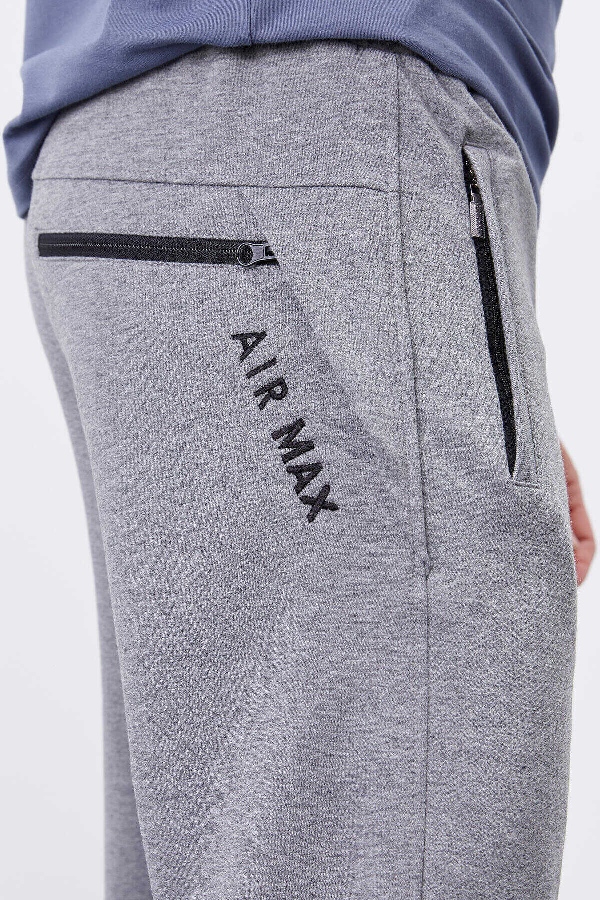 Tommylife Toptan Siyah Fermuar Cepli Dar Kalıp Jogger Erkek Eşofman Alt - 84343
